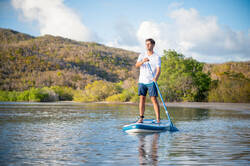 Ultra-compact and stable 10-foot (max. 130 kg) SUP - white and blue