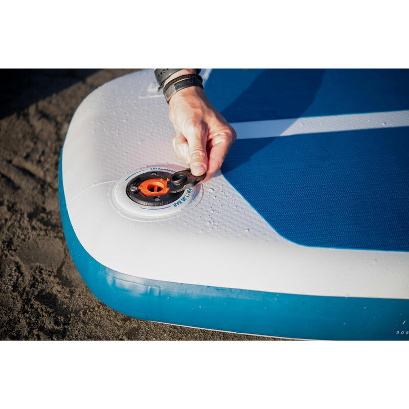 Compact opblaasbaar supboard voor beginners L wit blauw