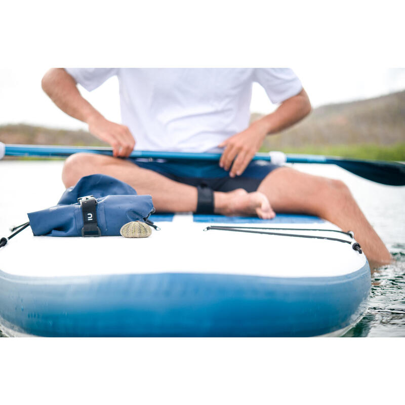 INFLATABLE COMPACT STAND-UP PADDLEBOARD WHITE AND BLUE - LARGE