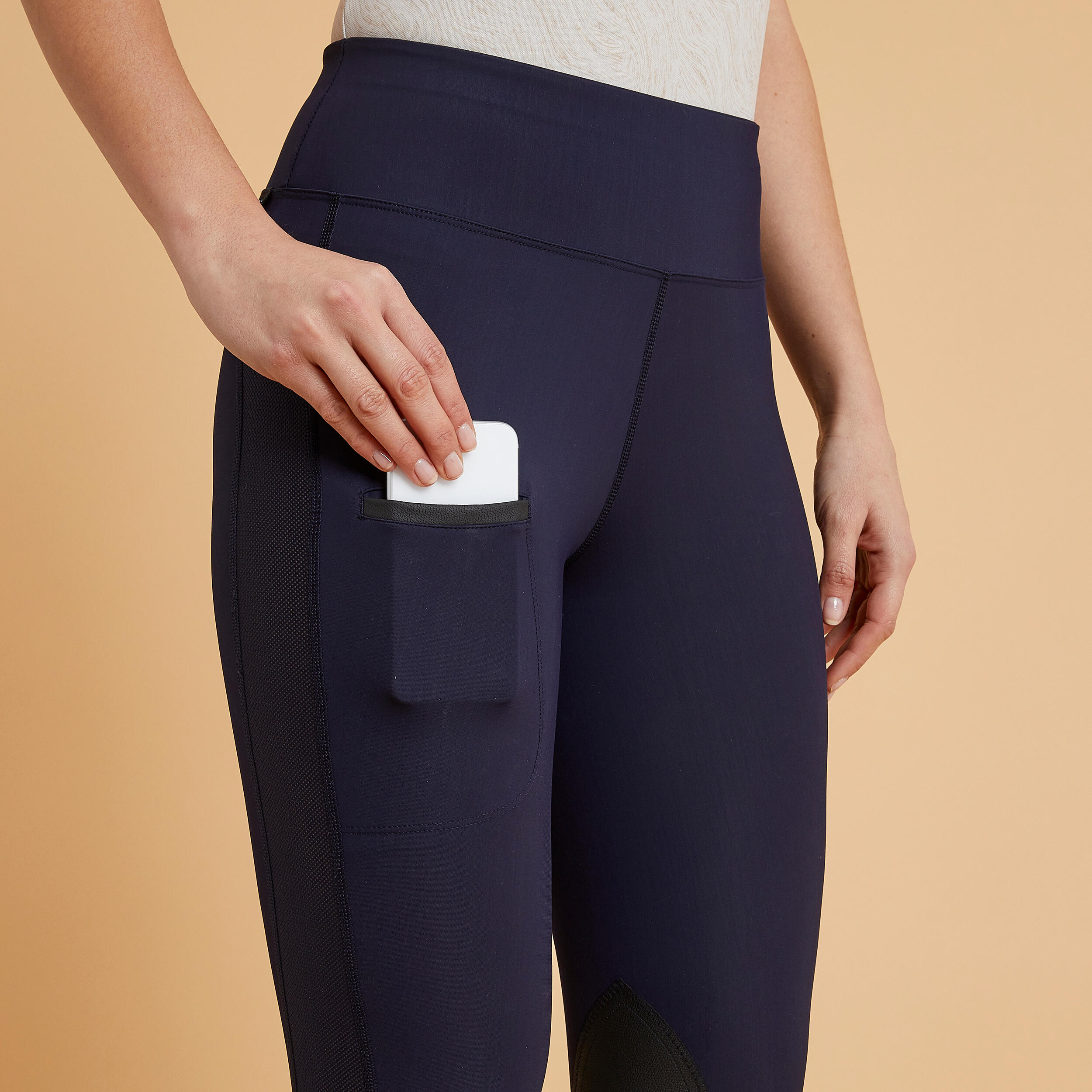 Legging d'équitation léger femme - 100 bleu - FOUGANZA