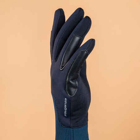 Kids' Horse Riding Gloves 140 Warm - Navy/Turquin Blue