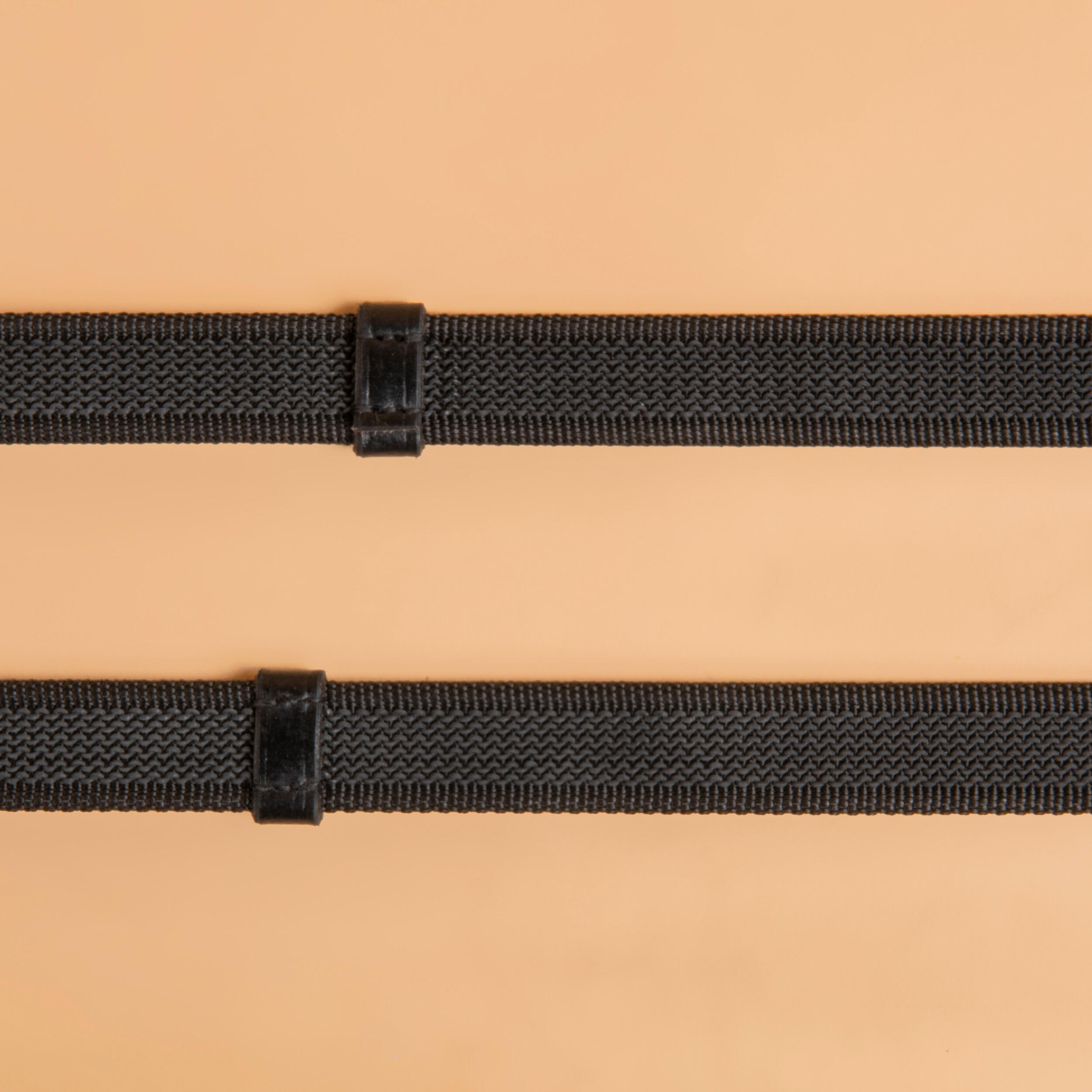 Rênes d'équitation en cuir avec grip en silicone pour cheval et poney - noir 3/4