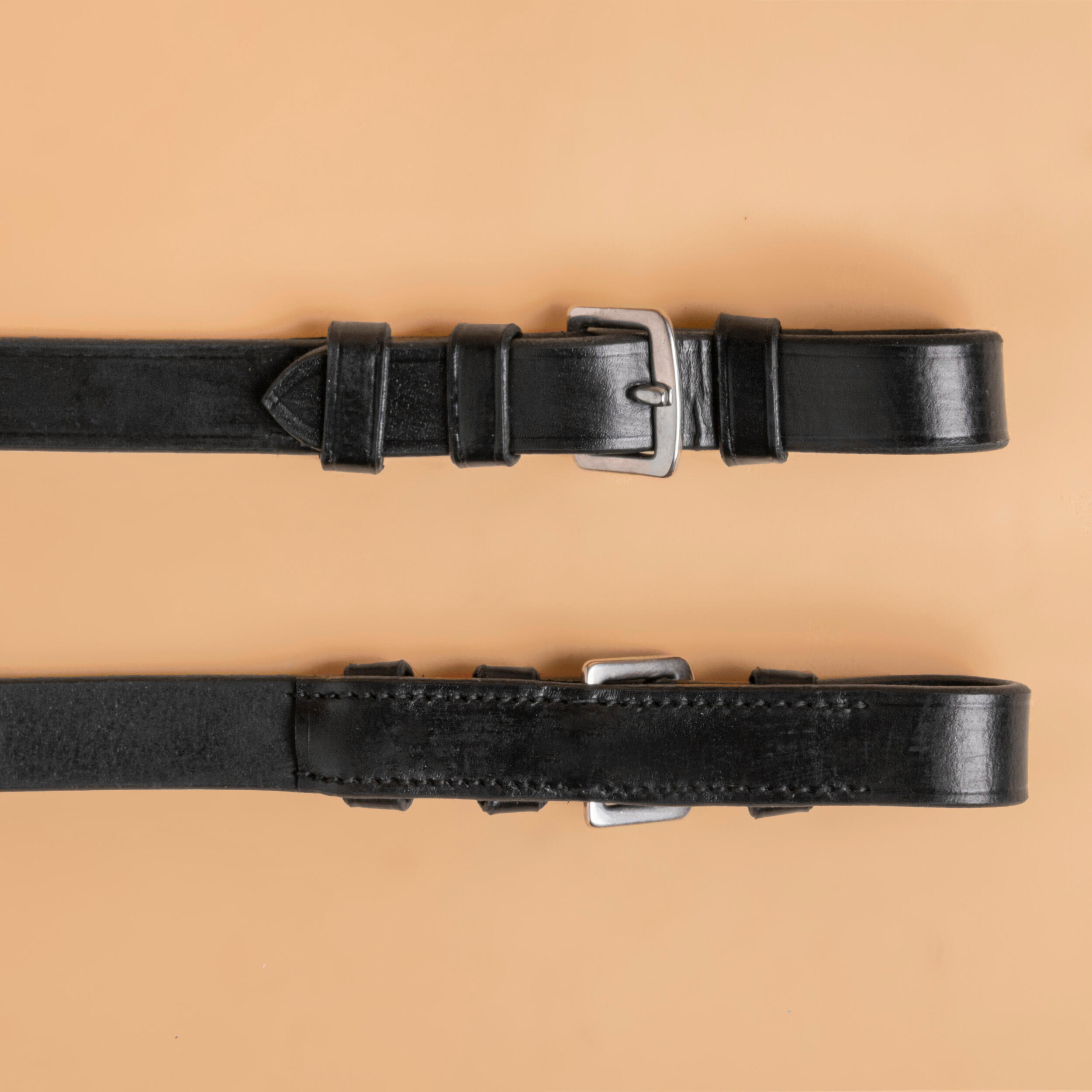 Horse & Pony Riding Silicone Grip Reins - Black - FOUGANZA