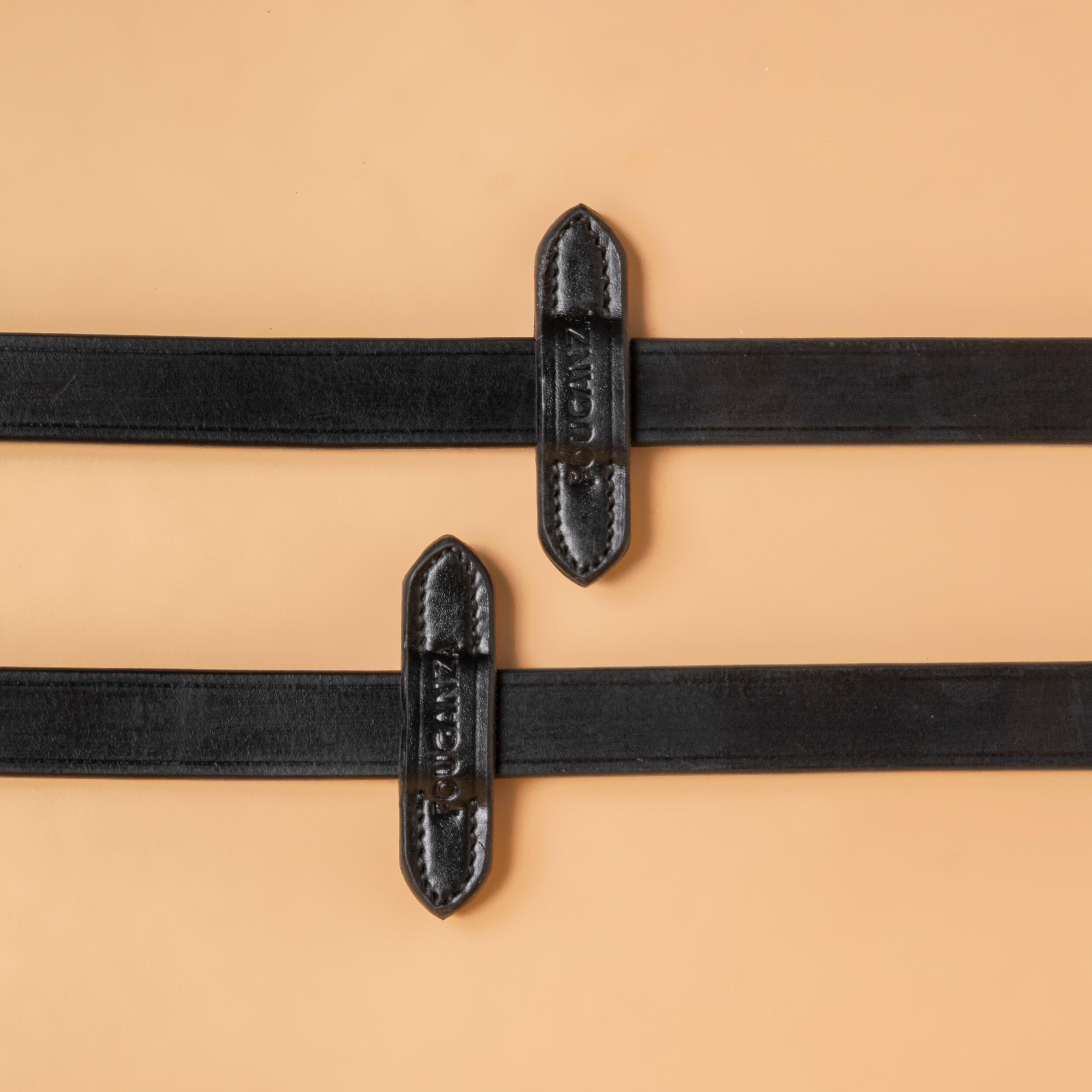 Rênes d'équitation en cuir avec grip en silicone pour cheval et poney - noir - FOUGANZA