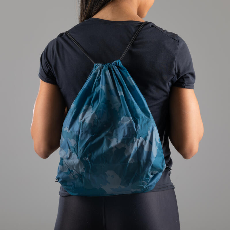 Sac à chaussures fitness pliable imprimé camouflage bleu