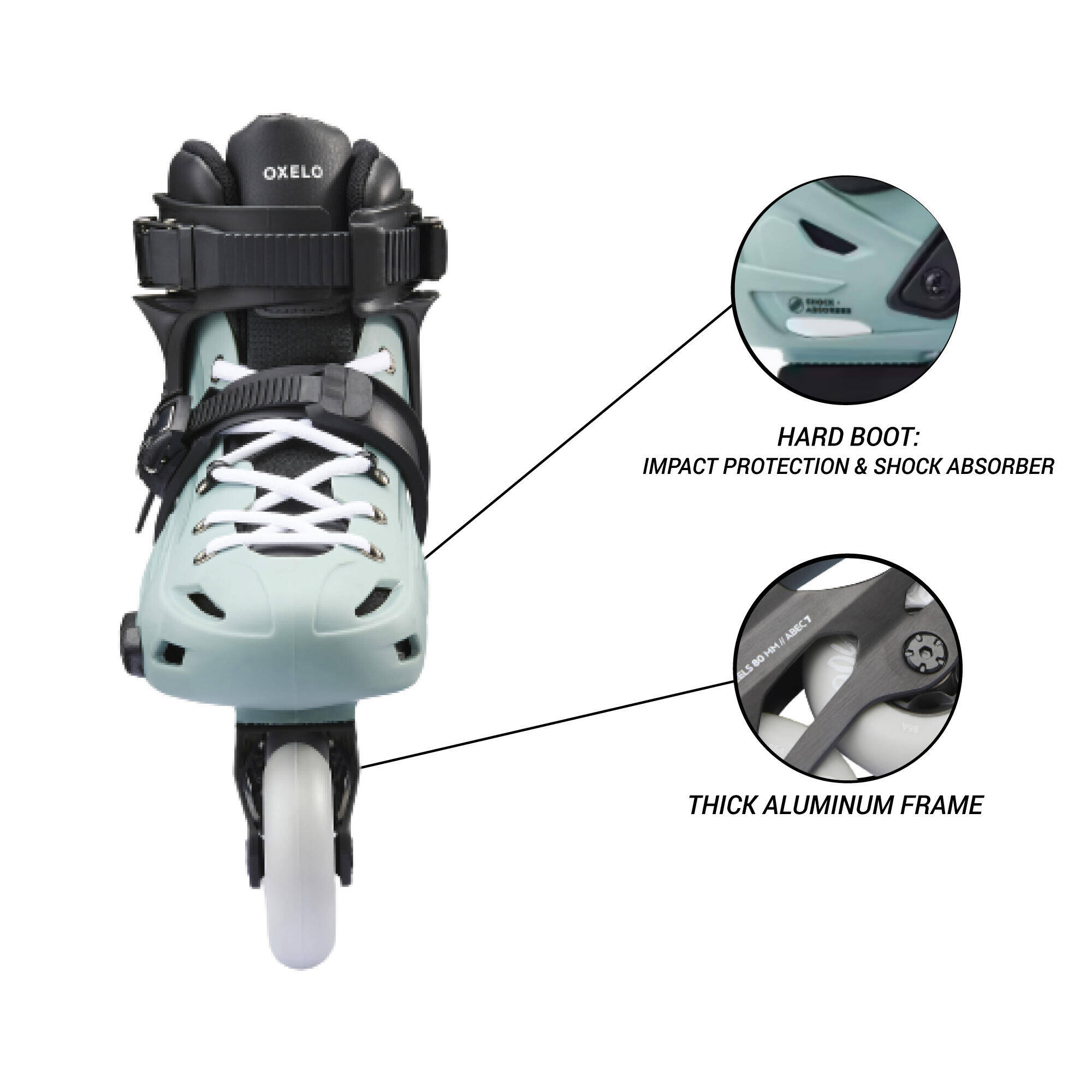 Adult Skating Shoes Inline MF 500 Light Blue -  2