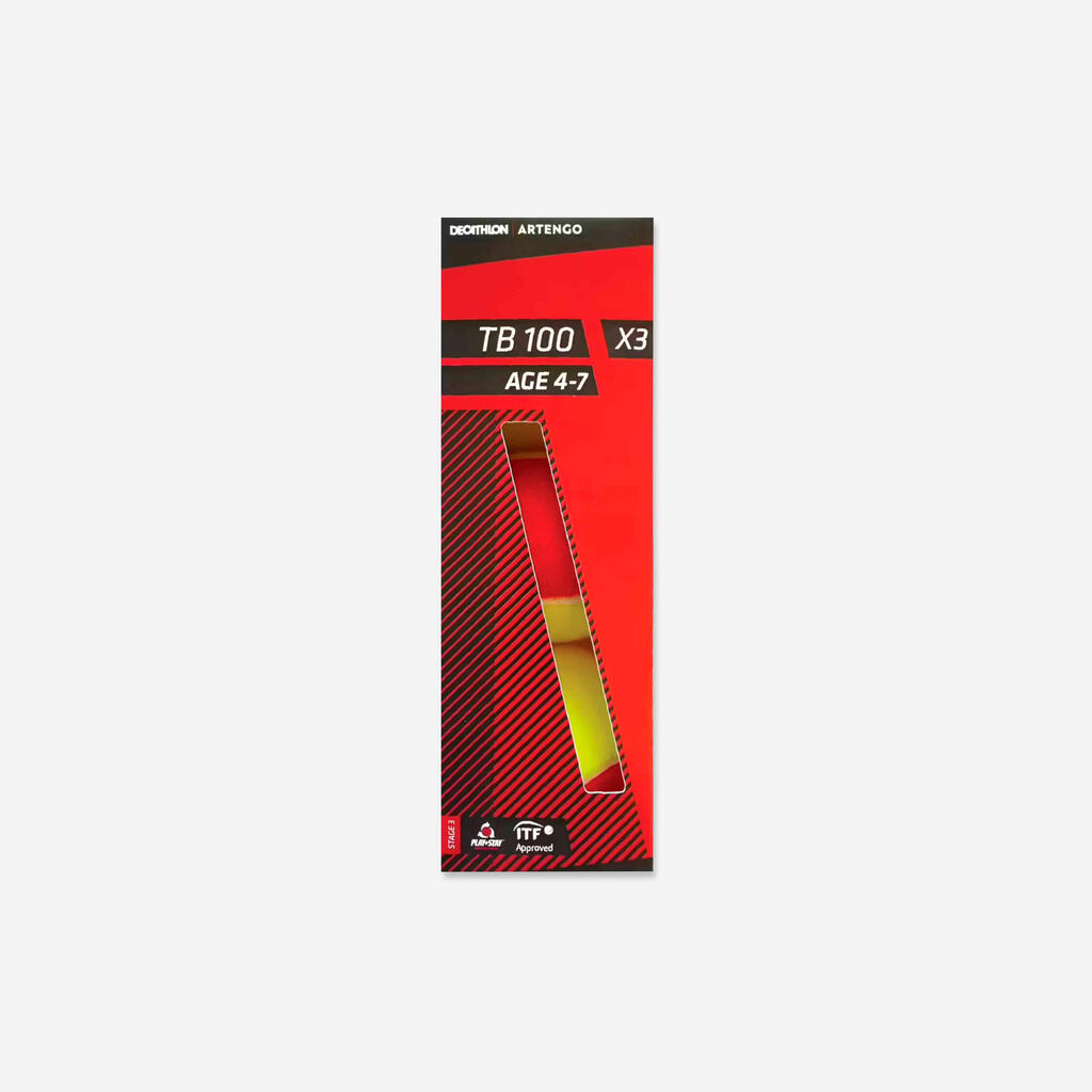 PELOTA DE TENIS TB100 X3 ROJO