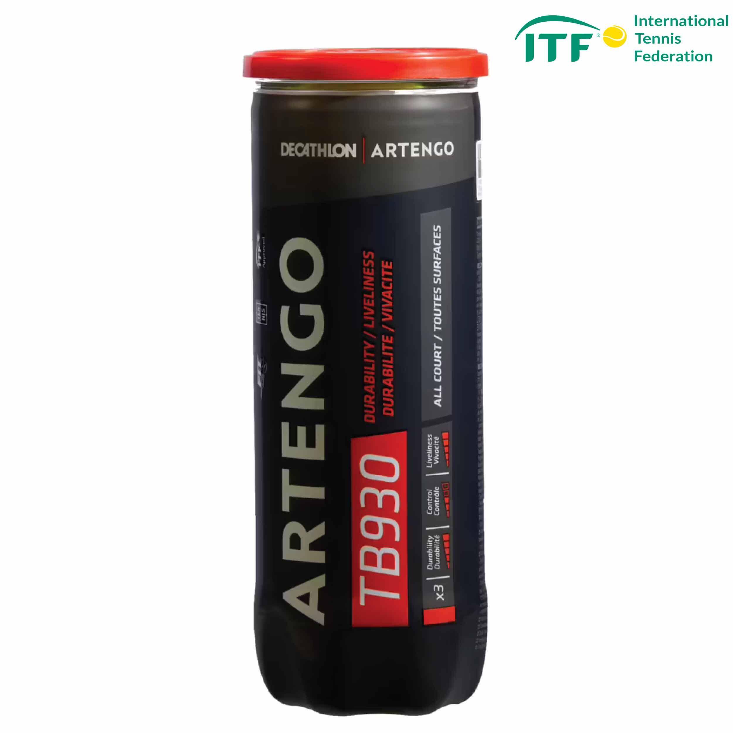 Tennis Ball ITF TB930 x3 Fluorescent Yellow -  1