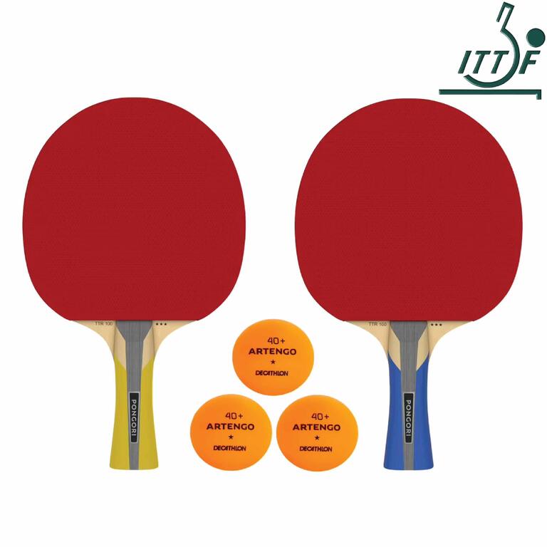 Buy Table Tennis Set Of 2 Bats And 3 Balls Ttr 100 3* AllRound Online