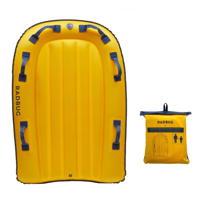 BODYBOARD TANDEM GONFLABLE ENFANT ADULTE JAUNE