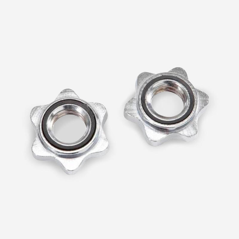 Threaded Disc Collar Nuts Twin-Pack - Weight Training Spare Part for 28 mm Bar