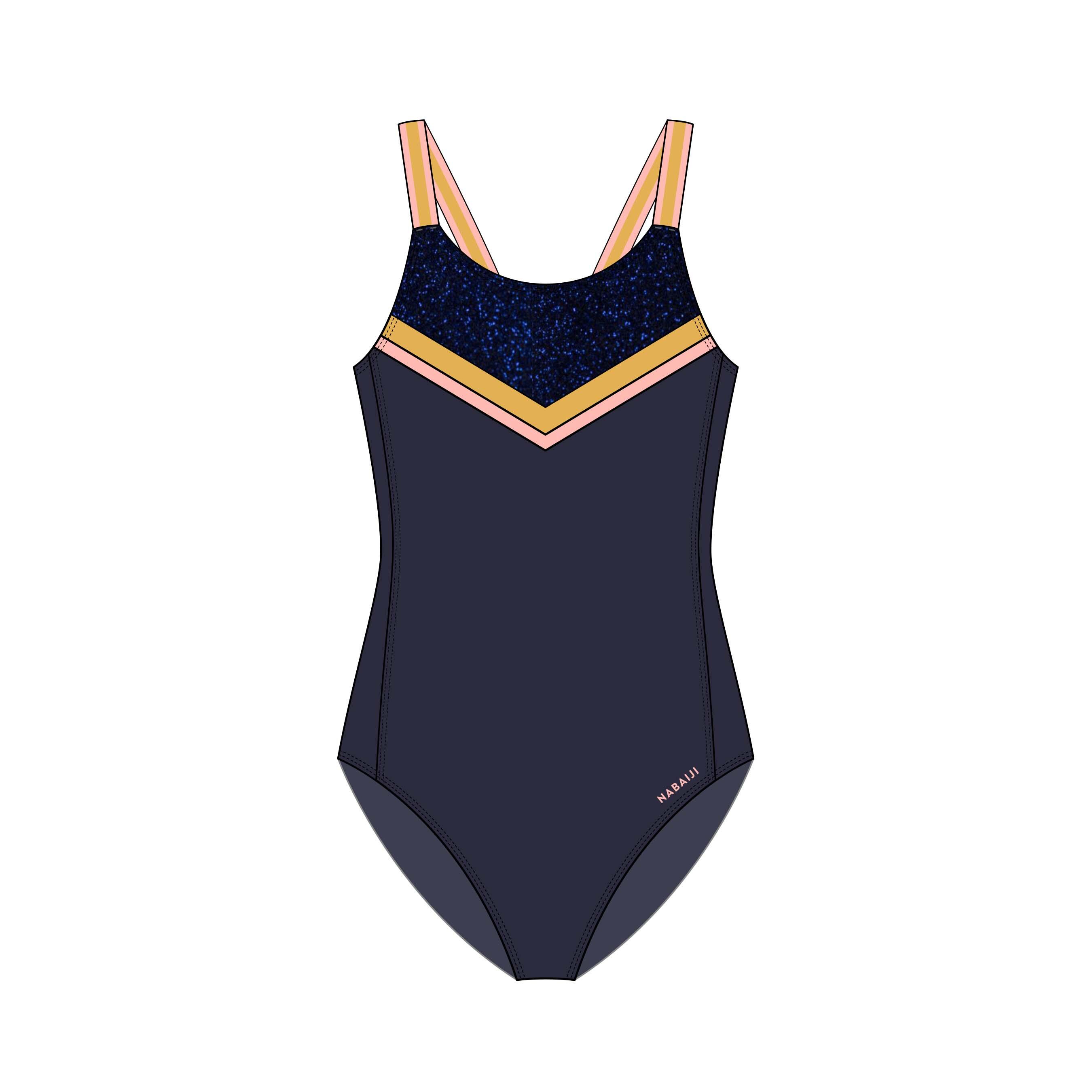 Kids' 1-Piece Swimsuit - Vega 100 Blue - NABAIJI