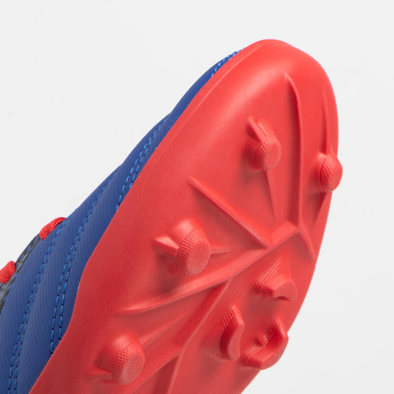 Chaussures de rugby moulées terrain sec Enfant - SKILL 100 FG bleu rouge