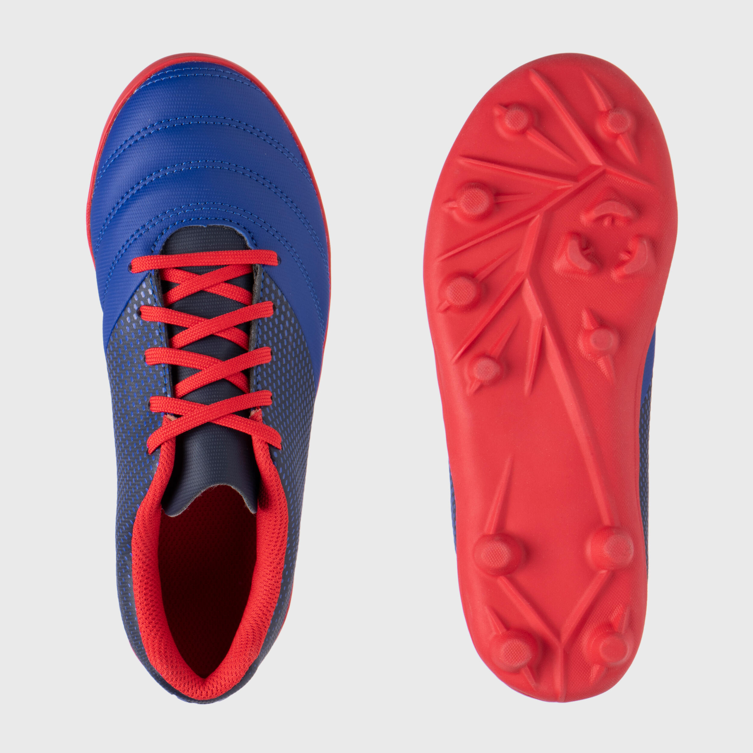 Chaussures de rugby moulées terrain sec Enfant - SKILL 100 FG bleu rouge 3/6
