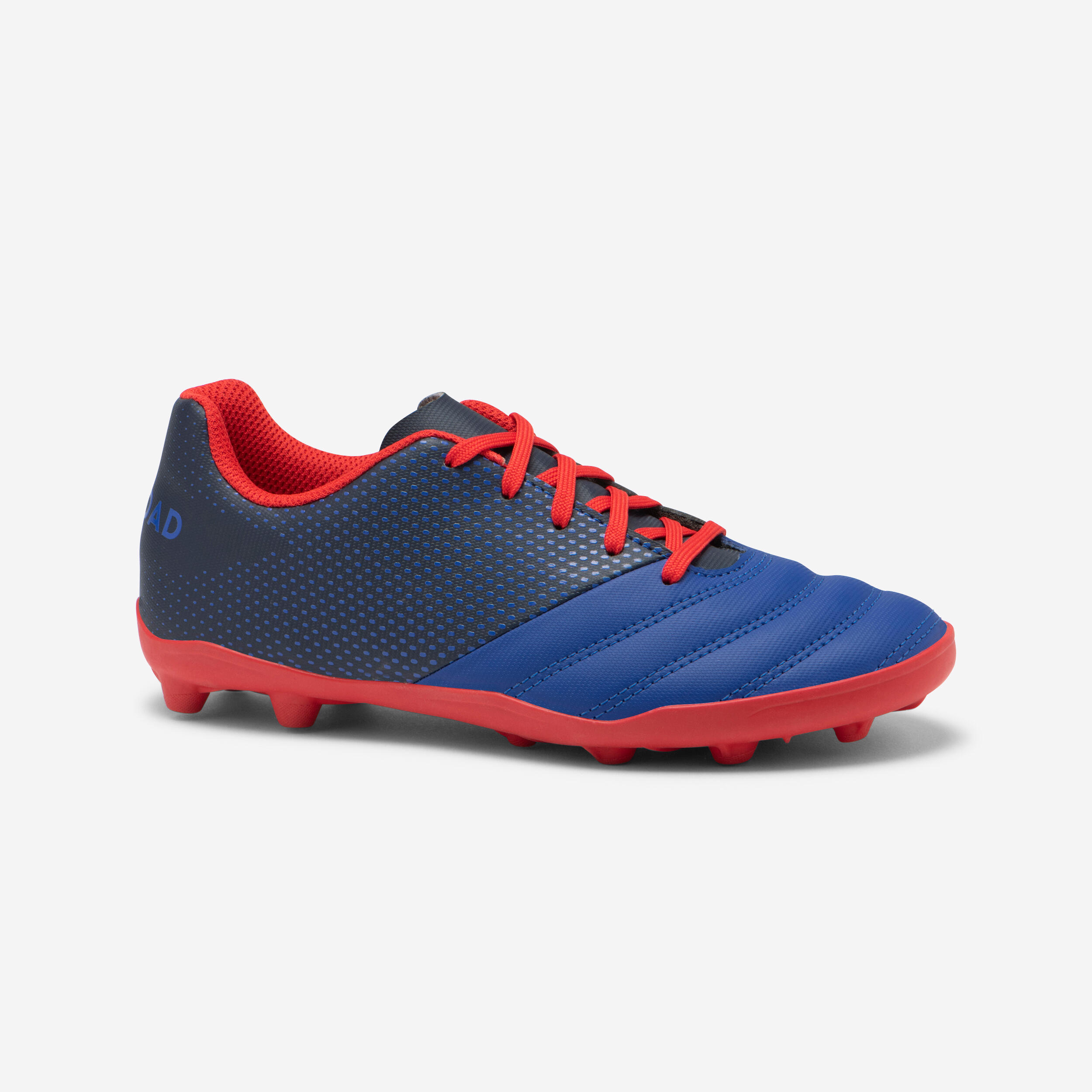 chaussures de rugby moulées terrain sec enfant - skill 100 fg bleu rouge - offload