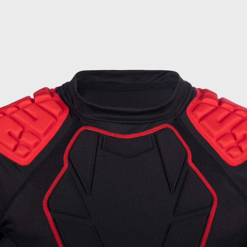 Men's Rugby Shoulder Pads R500 Black/Red OFFLOAD Decathlon