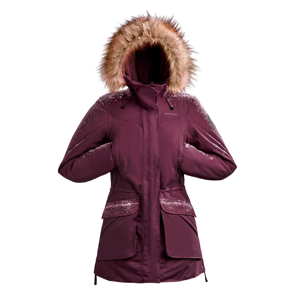 Dámska nepremokavá zimná bunda - parka SH900 na turistiku do -20 °C