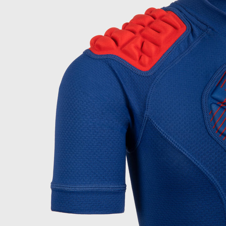 Kids' Rugby Shoulder Pads R500 Blue/Red OFFLOAD Decathlon