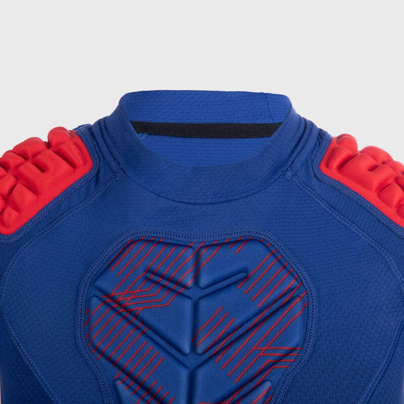 Kinder Rugby Schulterschutz - R500 blau/rot