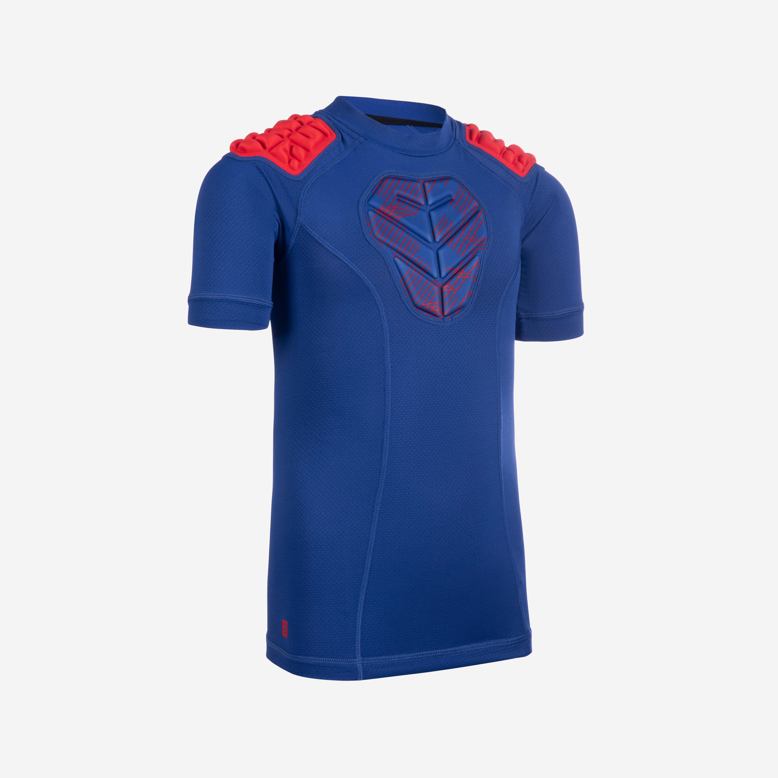 Tricou Protectie Umeri Rugby R500 Albastru-rosu Copii