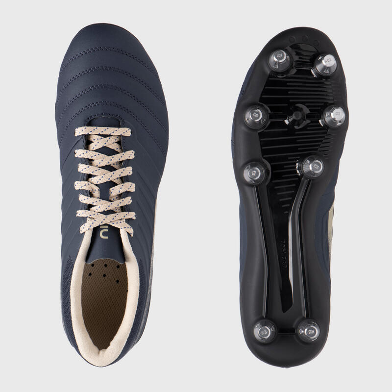 Chaussures de rugby vissées Homme - IMPACT R500 SG8 bleu marine beige