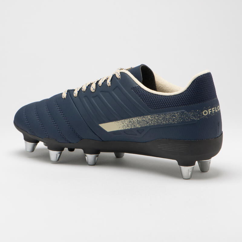 Rugbyschoenen met schroefnoppen volwassenen Impact R500 SG8 blauw beige