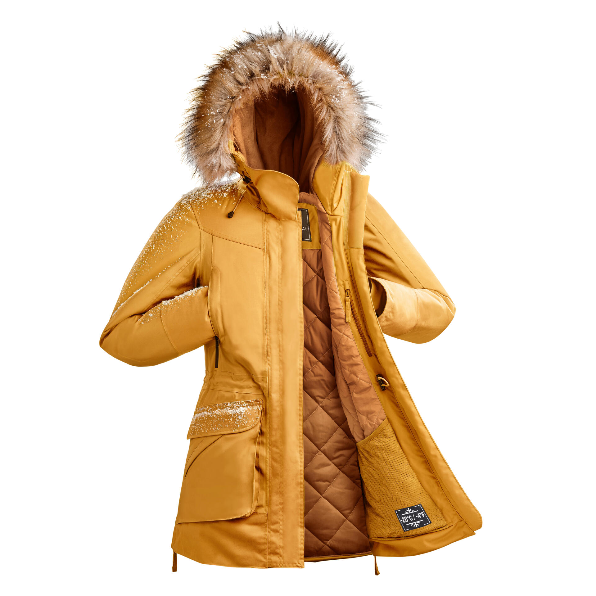 Yellow Mustard Parka Jacket Womens 20°C Women's Waterproof Snow Hiking  Parka Jacket SH900 Yellow