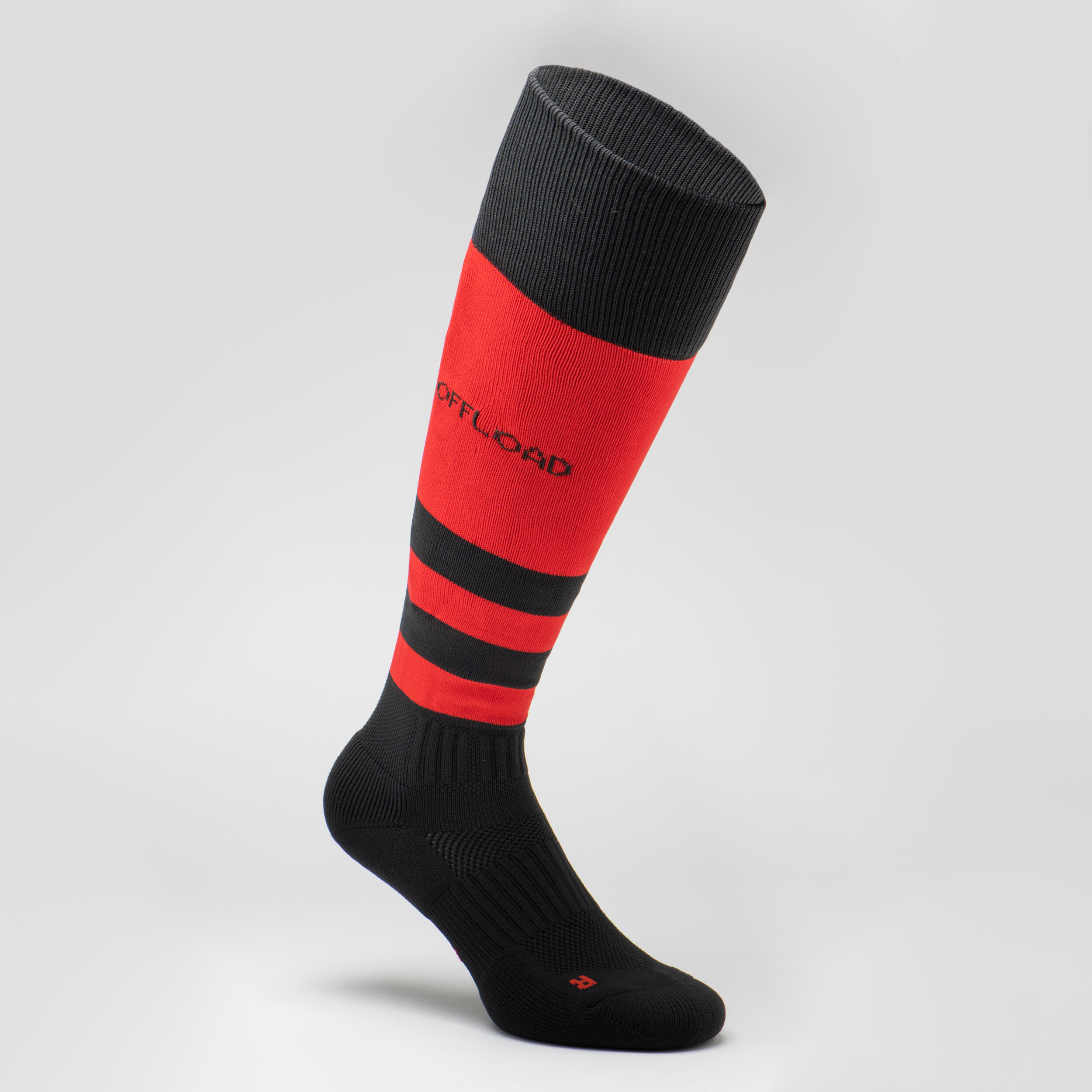 OFFLOAD Medias largas de rugby hombre R500 rojo negro