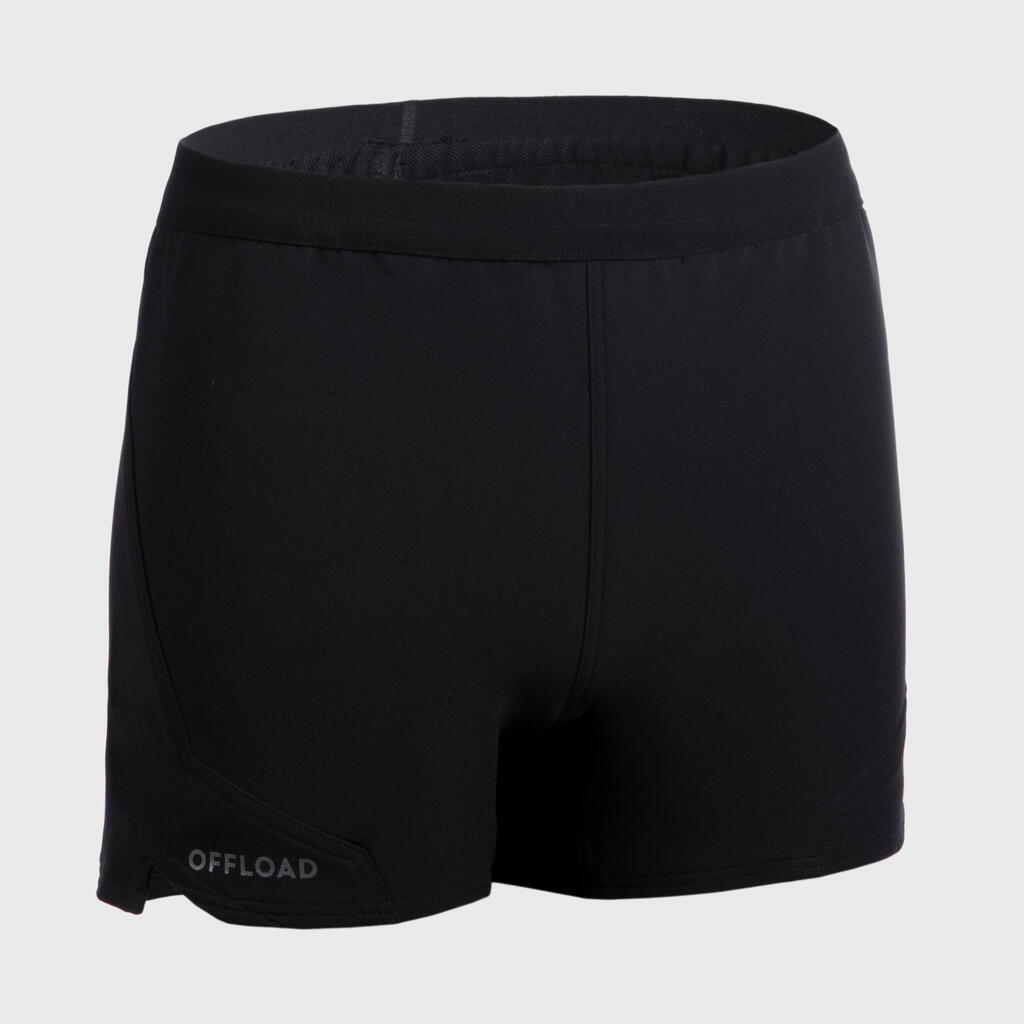 Rugby-Funktionsshorts R500 Damen schwarz