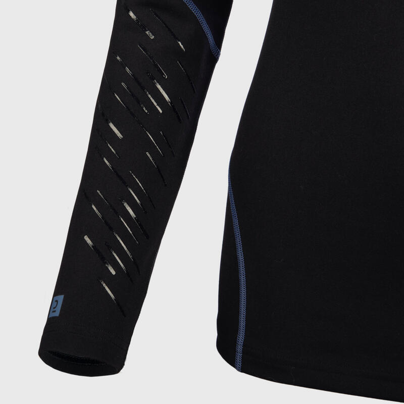 Bluză Rugby R500 Negru-Albastru Damă