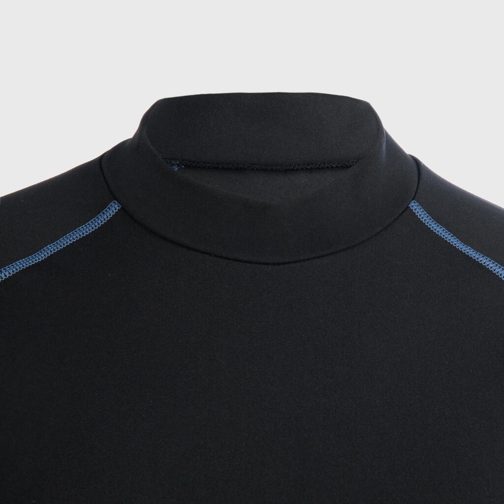 Women's Long-Sleeved Rugby Base Layer 500 - Black/Stormy Blue