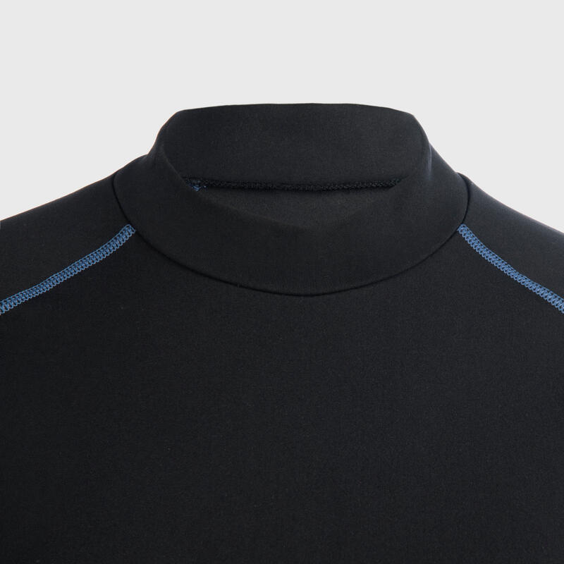 Ondershirt voor rugby dames 500 lange mouwen zwart/blauw