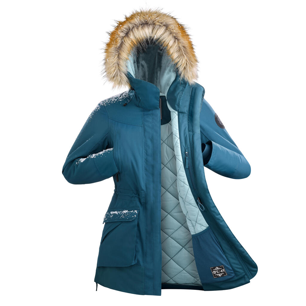 Winterjacke Parka Damen bis -20 °C wasserdicht Winterwandern - SH900 grün