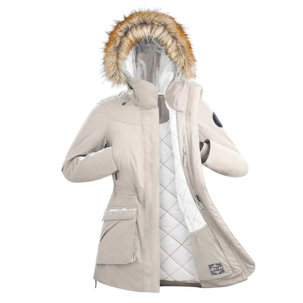 Winterjacke Parka Damen bis -20 °C wasserdicht Winterwandern - SH900 grün