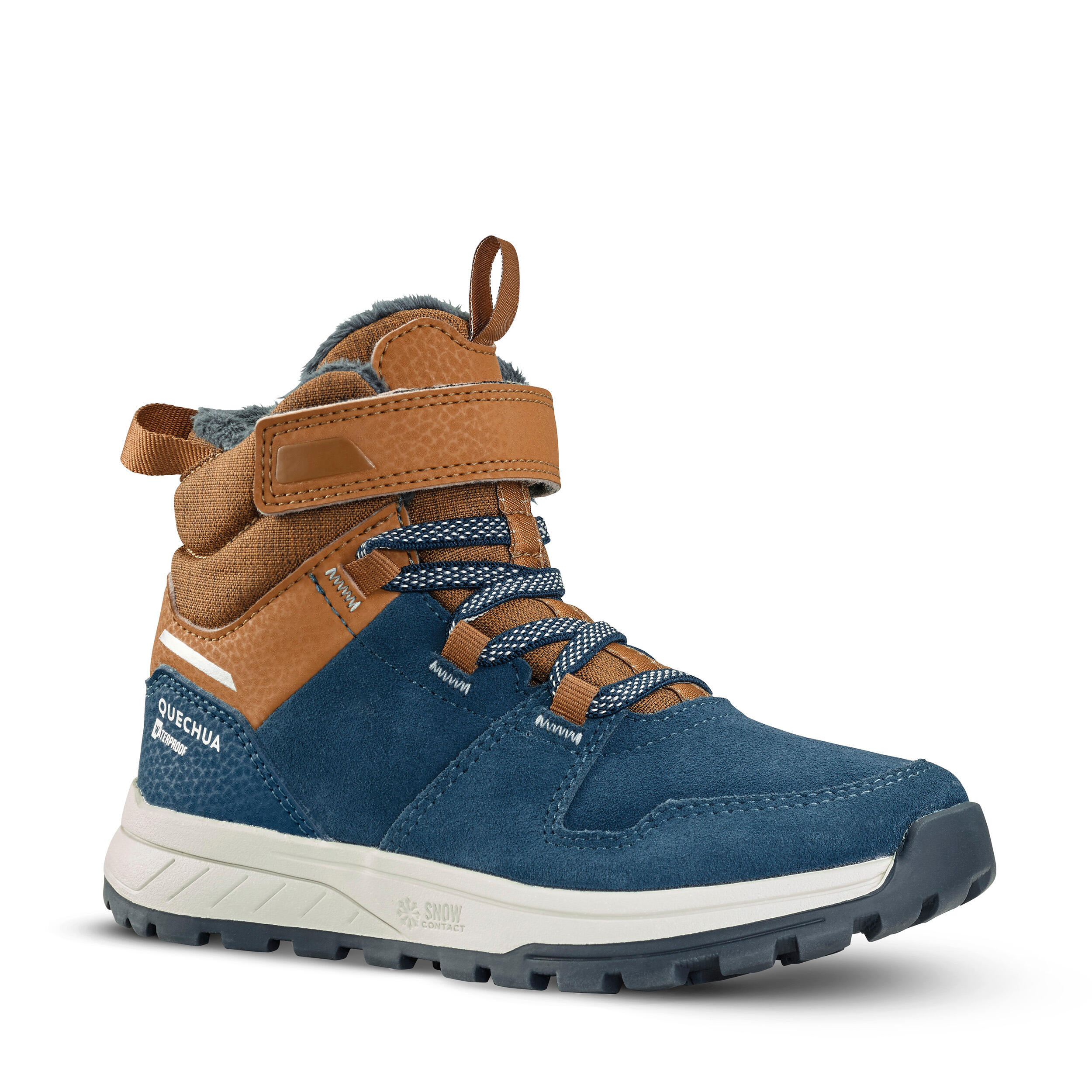 WARME EN WATERDICHTE LEREN WANDELSCHOENEN MET KLITTENBAND VOOR KINDEREN  SH100 WARM MAAT 24-34 | QUECHUA | Decathlon.nl