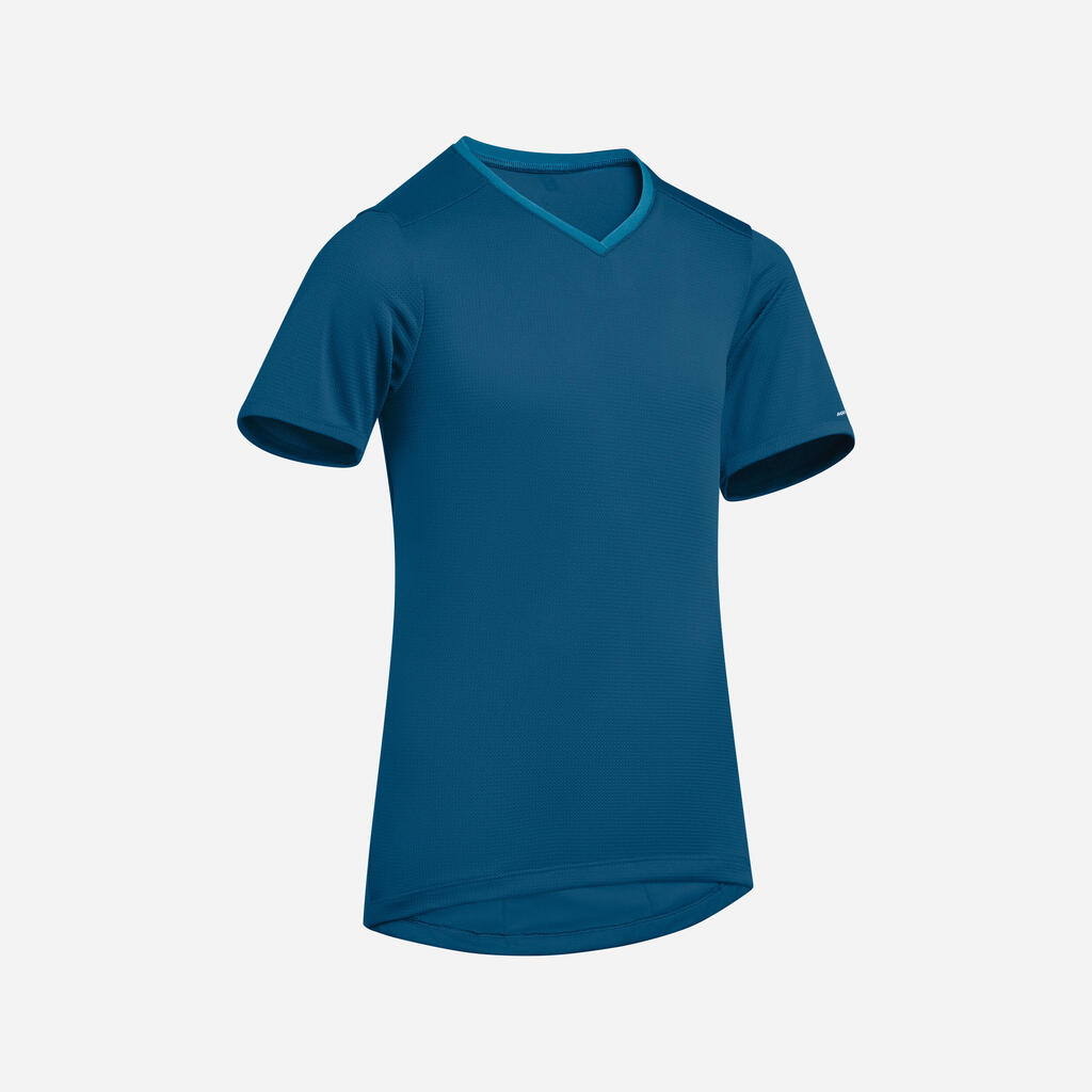 Kurzarm-Radtrikot 100 Kinder schwarz/blau 