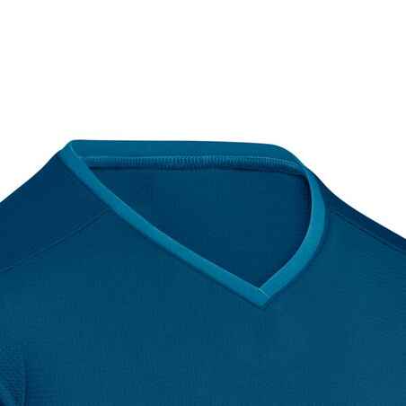 100 חולצת ספורט בעלת שרוולים קצרים לרכיבה על אופניים לילדים - כחול