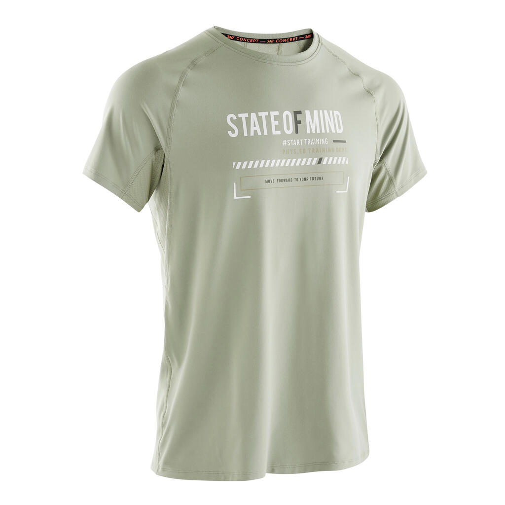 T-shirt de fitness essentiel respirant col rond homme - vert