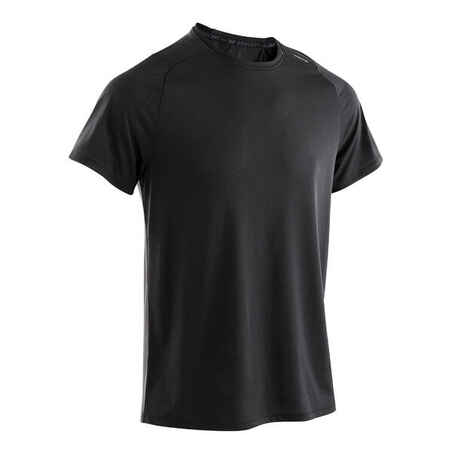Camiseta fitness manga corta transpirable cuello redondo Hombre Domyos negro