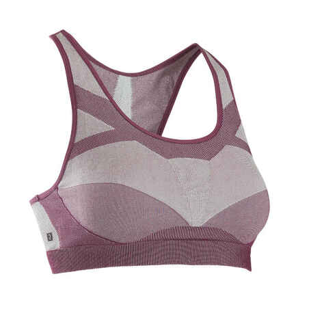 Sujetador top deportivo fitness sin costuras Mujer Domyos 560 granate