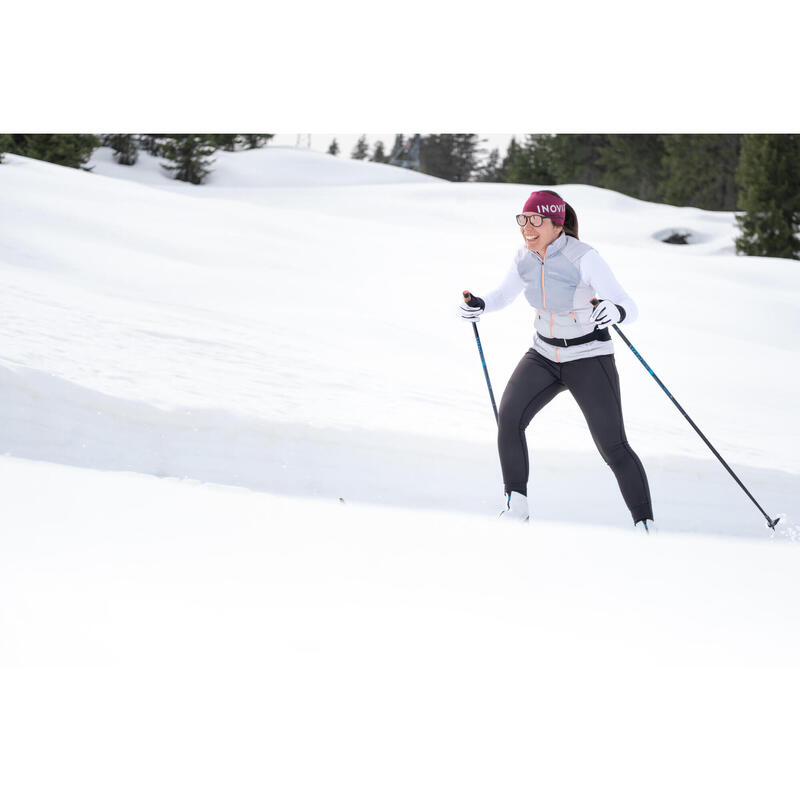 T-shirt de ski de fond chaud femme, 100 haut blanc