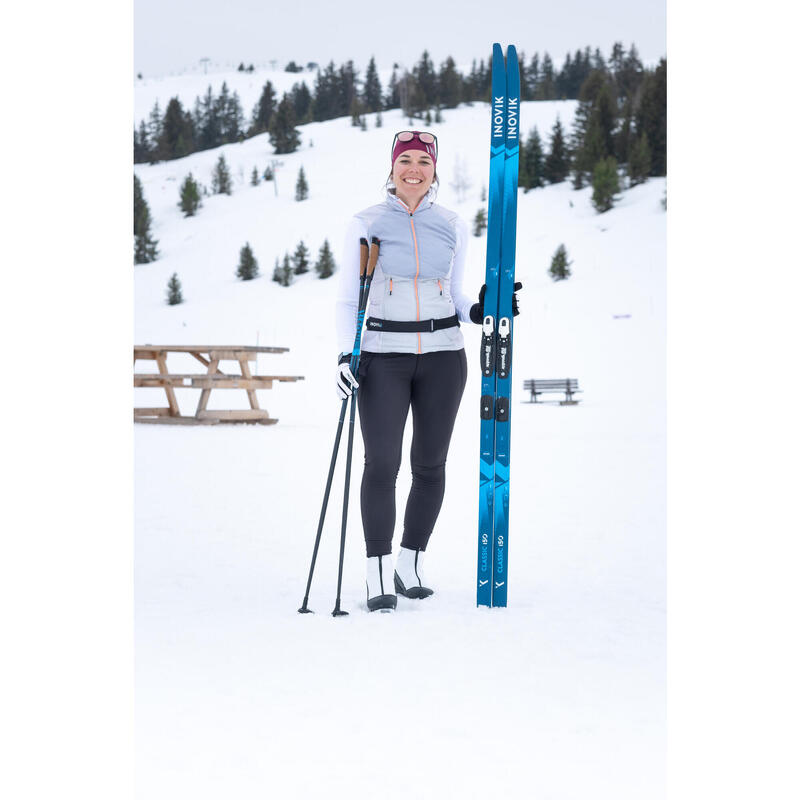 T-shirt de ski de fond chaud femme, 100 haut blanc