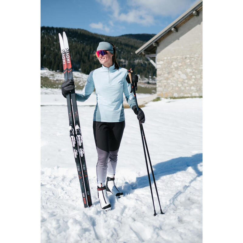 Calças Justas de Ski de Fundo Mulher - PRETO 