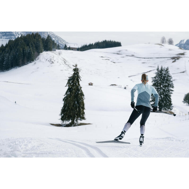 Calças Justas de Ski de Fundo Mulher - PRETO 