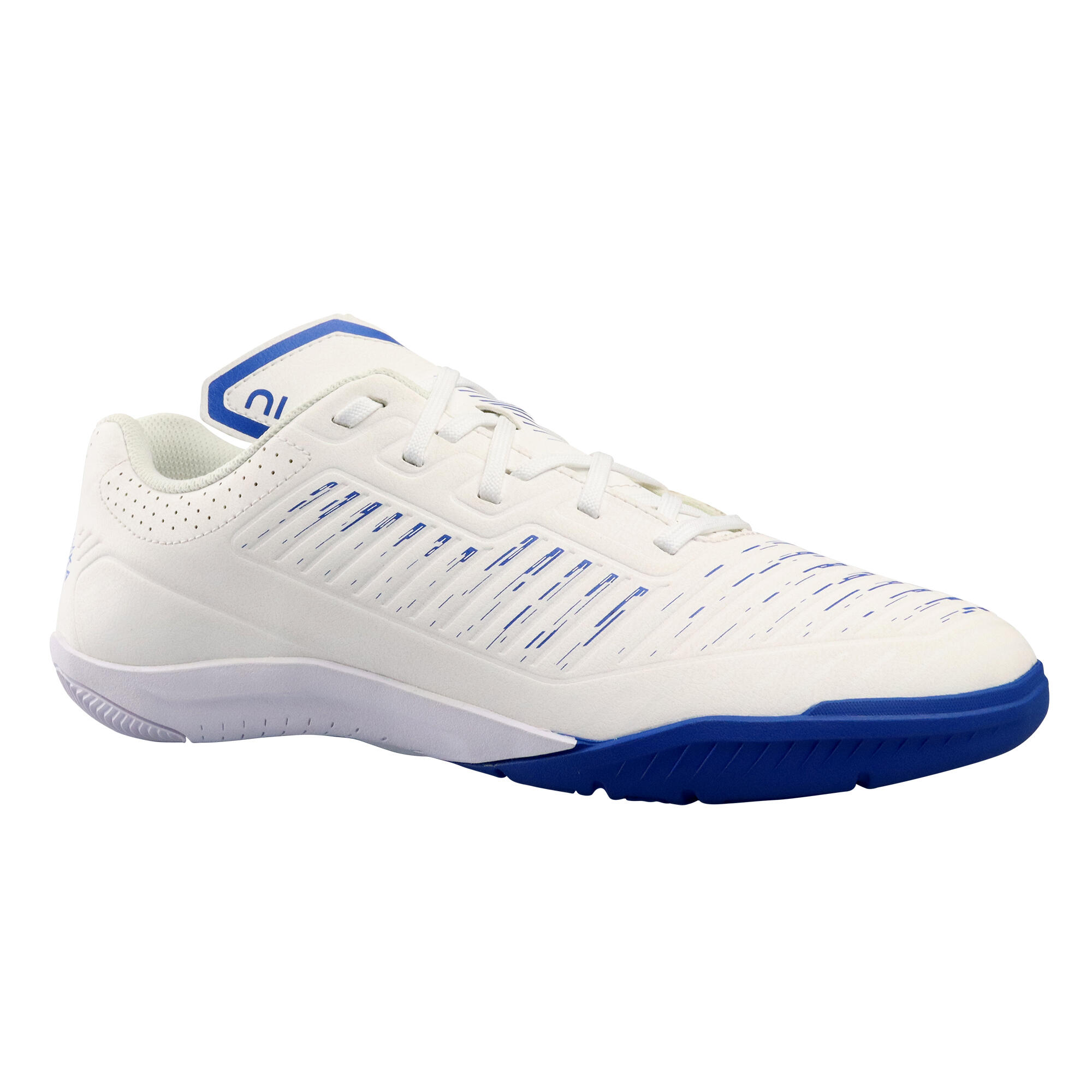 Chaussures de Futsal GINKA 500 blanche bleu Decathlon