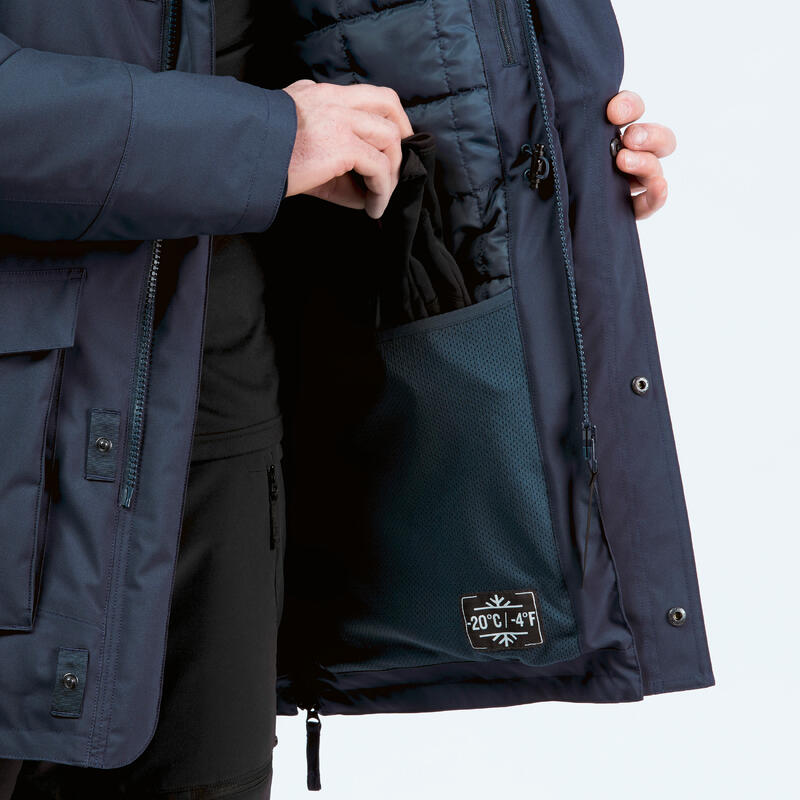 Parka de randonnée -20°C imperméable homme, NH900 bleu