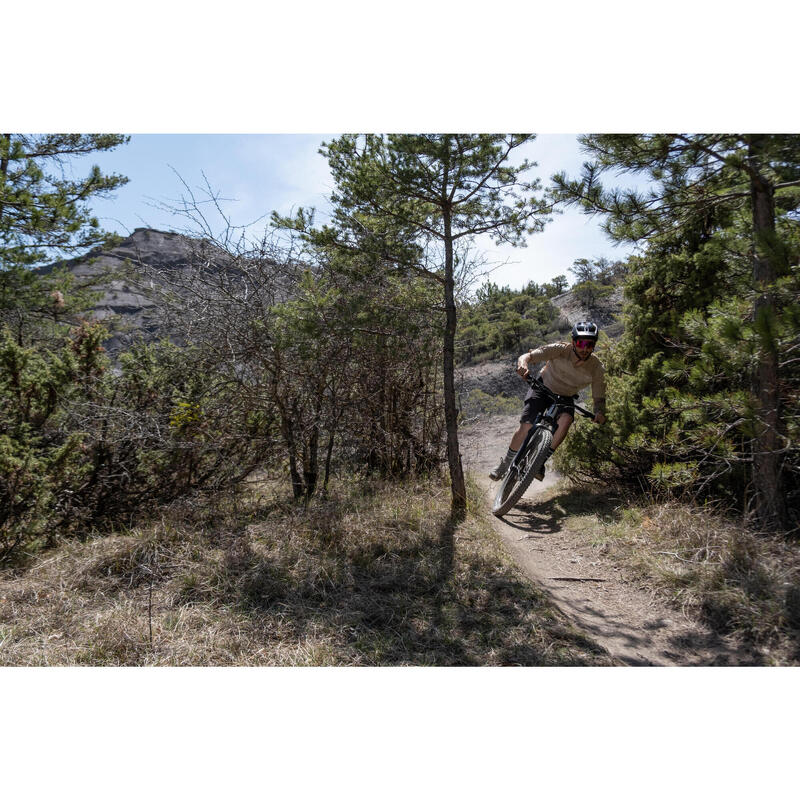 Kısa Kollu Dağ Bisikleti Forması - Bej - All Mountain - Feel