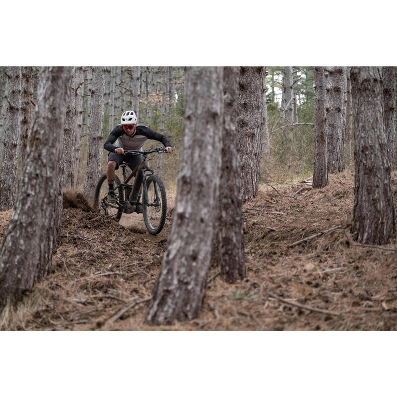 Kerékpáros mez MTB Feel All Mountain, hosszú ujjú, szürke, fekete