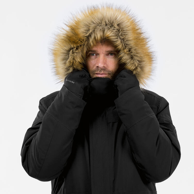 Geacă Parka Iarnă Impermeabilă Drumeție pe zăpadă SH900 -20°C Negru Bărbați