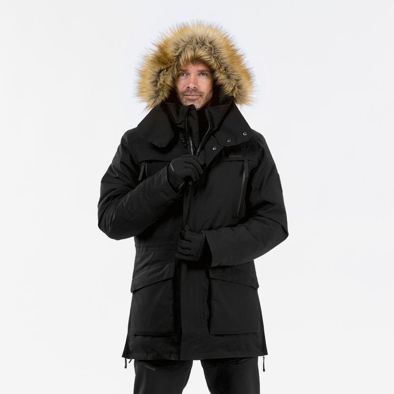 Geacă Parka Iarnă Impermeabilă Drumeție pe zăpadă SH500 U-Warm -20°C Negru Bărbați